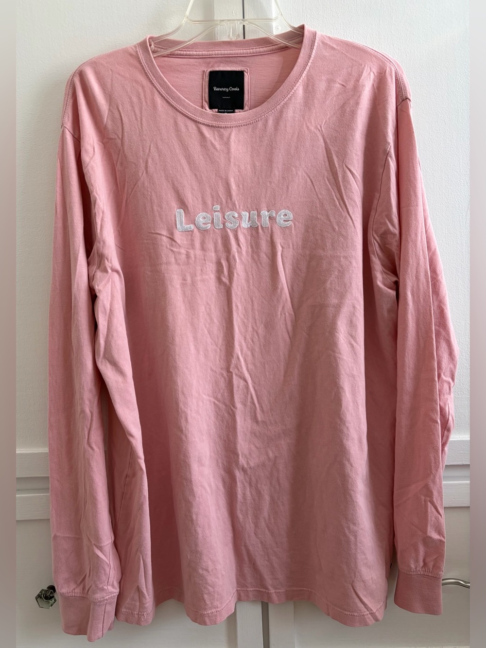 Barney Cools Men Long-Sleeve Shirt Pink Color Embroidered “Leisure “ Logo